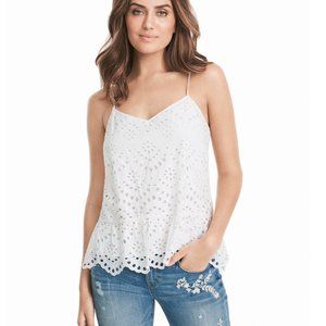 White House Black Market White Eyelet Peplum Tank